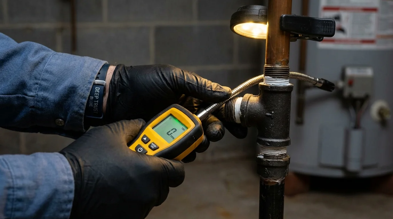Gas leak detection with electronic sniffer by Johns Plumbing LLC in Ticonderoga