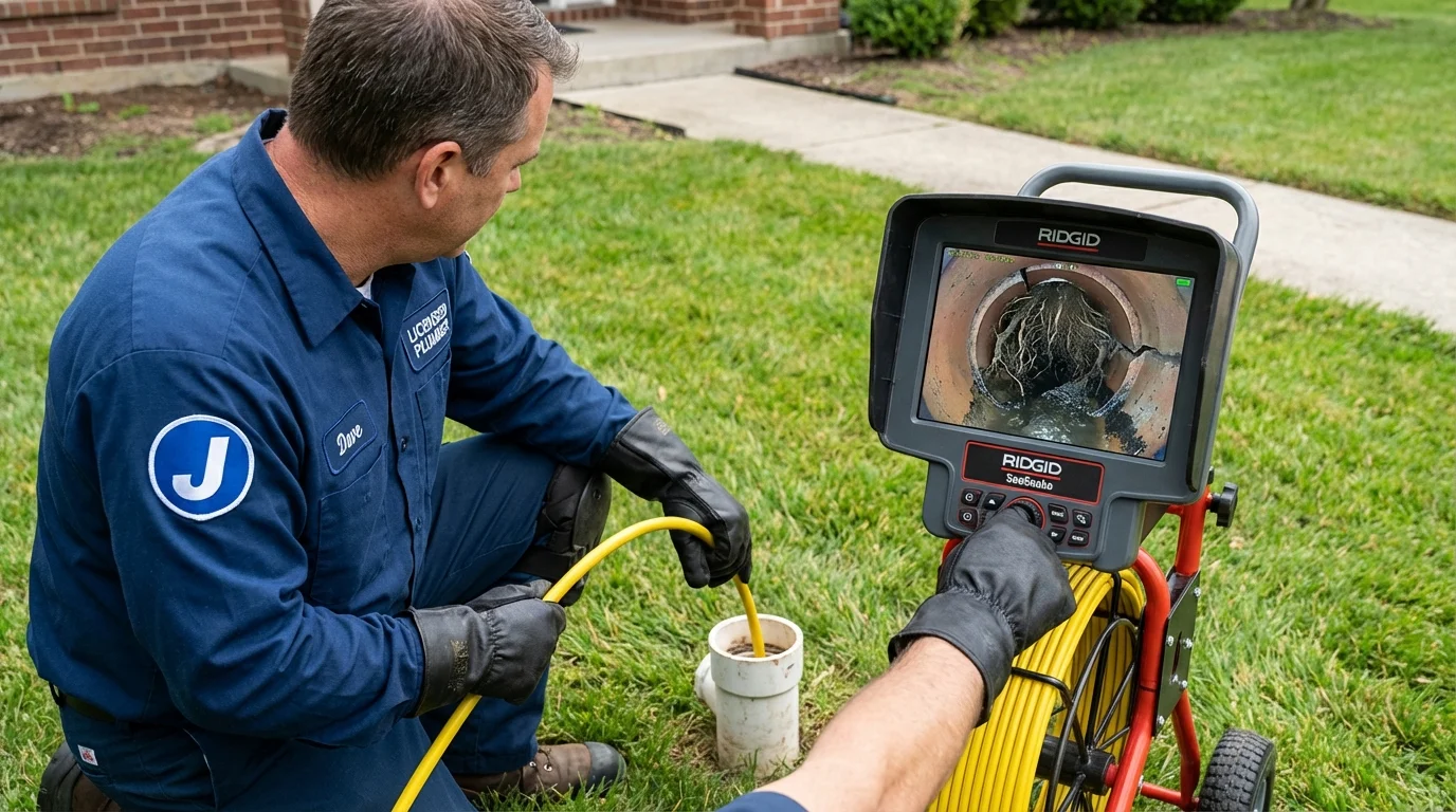 Sewer camera inspection being performed by Johns Plumbing LLC in Ticonderoga