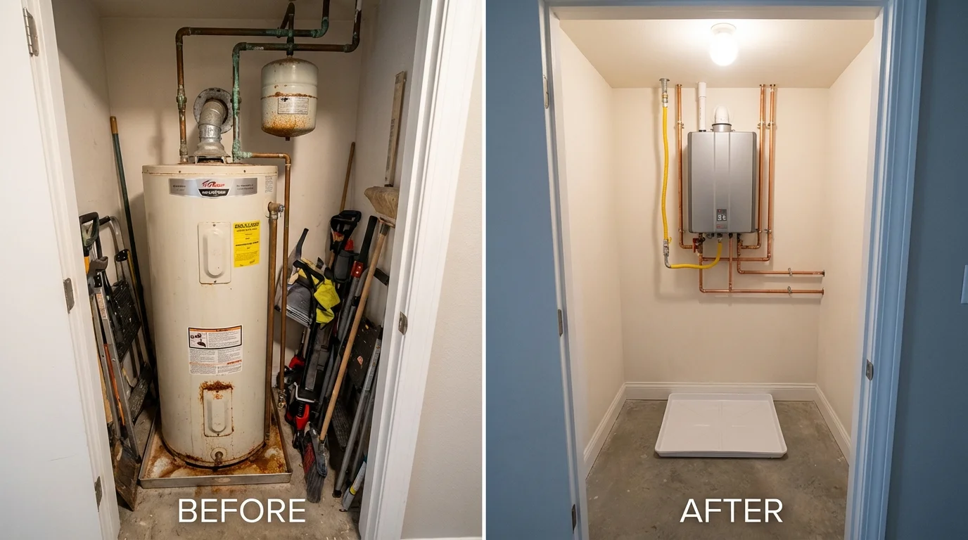 Tank water heater versus wall-mounted tankless unit comparison for Ticonderoga, NY homeowners